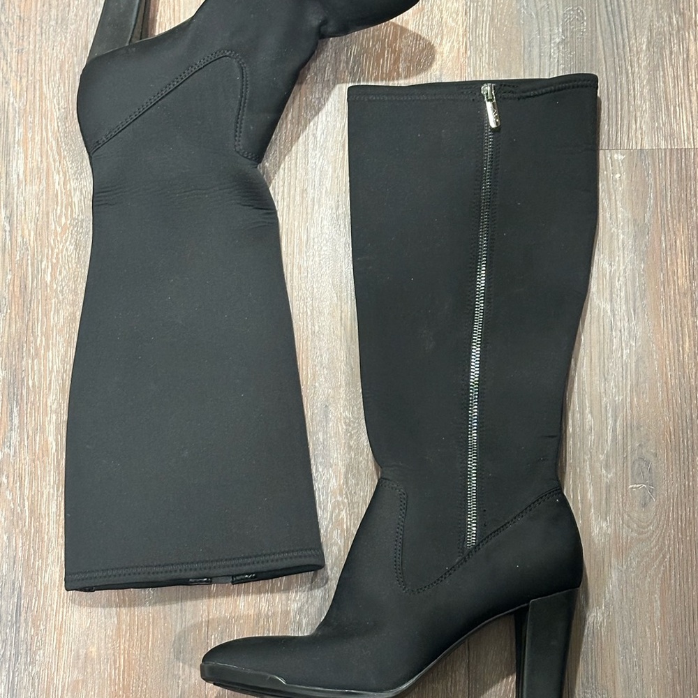 Anne Klein Black Heeled Boots with Zipper